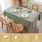 H.VERSAILTEX Linen Table Cloths Rectangle 60 x 104 Inch Premium Tablecloth Spill-Proof Waterproof Table Cover for Dining Buffet Feature Extra Soft and Thick Fabric Wrinkle Free, Sage - Image 5