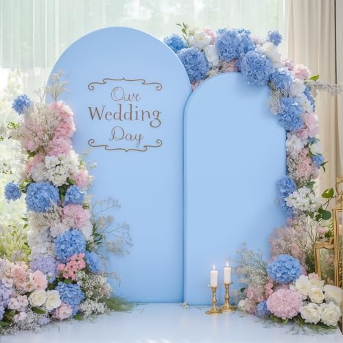 Blue White Arch Backdrop Cover Set of 2 Blue Arch Covers 7.2 and 6ft Arch Covers Stretchy Backdrop - Image 4