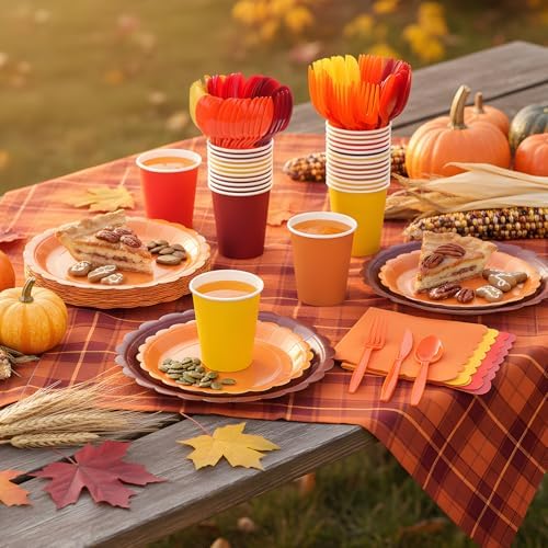 Ziliny 350 Pcs Fall Thanksgiving Plates and Napkins Autumn Party Supplies - Image 4