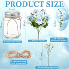 Zeyune 6 Sets Mason Jar Table Centerpiece Artificial Flower, Blue - Image 4