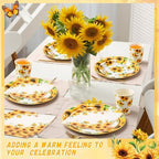 Sunflower Party Decorations, Paper Plates Napkins Cups Serve 50, Yellow - Image 5
