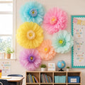 Giegxin 6 Pcs 31.5" 24" Pastel Giant Paper Flower, Fancy Princess Pom Pom by Giegxin