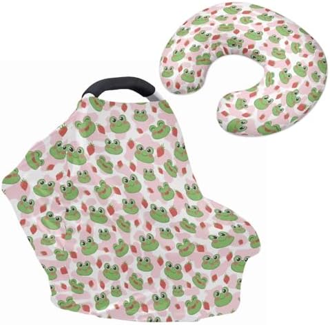 Frog Strawberry Carseat Canopy for Babies Infant Stroller Covers for Boys and Girls Playful Nursing Pillow Cover Cuddle Pillow Slipcover 2PCS Signposts Patterns by Unknown