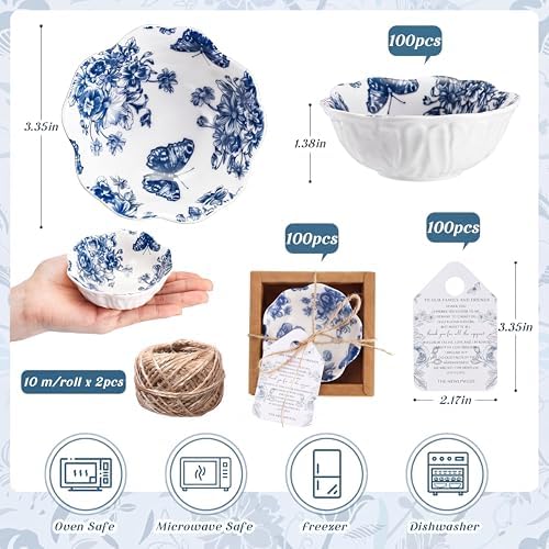 Teenyyou 100 Pack Small Ceramic Bowls Bulk Wedding Favors Blue - Image 2