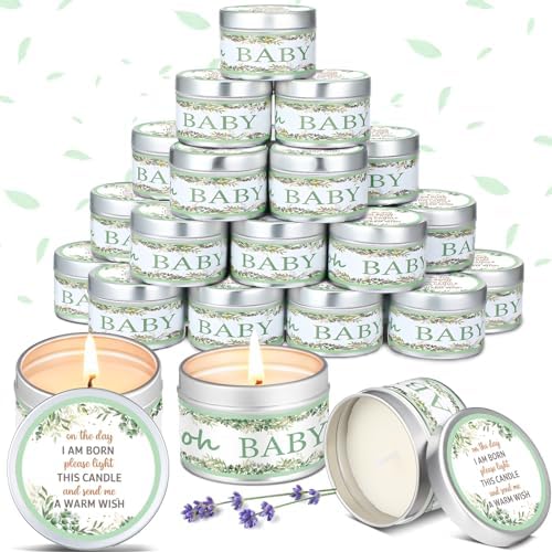 MTLEE Eucalyptus 24 Pcs Baby Shower Party Favors Candles Lavender Scented Baby Shower Favors for Guests Rustic Tealights Candles Gender Reveal Return Gifts(Sage Green, 1.2 oz) by CelebrateEveryMoment