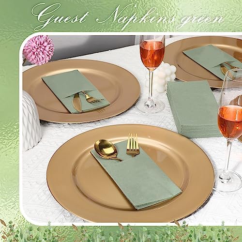 Seajan 120 Pcs Sage Green Napkins 2 Ply 16"x16" Sage Green Linen Feel Napkins Disposable Soft Linen Dinner Wedding Guest Hand Towels for Wedding Bridal Baby Shower Decorations Supplies - Image 4