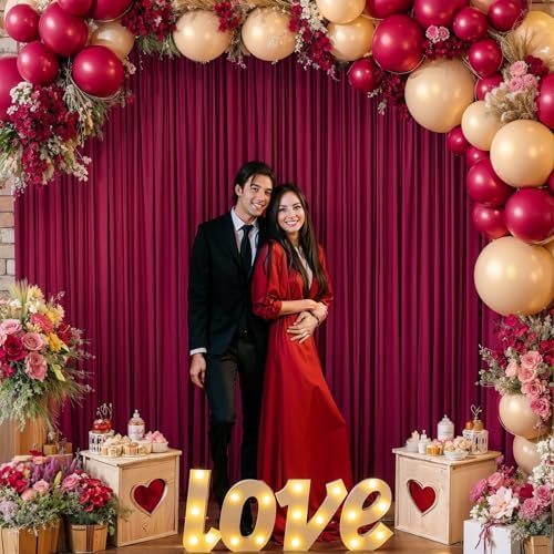 24x10FT Burgundy Backdrop Curtains for Wedding Parties, Wrinkle Free Polyester Photography Backdrop Drapes for Wedding Baby Shower Birthday Parties Stage Background Stand Decorations 4x10ft,6 Panels - Image 3
