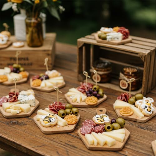 Ziliny 4 Set Baby Shower Prizes, Honey Bee Cheese Board Gifts, Hexagon - Image 5