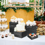 6 Pack Wooden Risers Display Stands Square Food Risers for Buffet Party Rustic Wood Cake & Cupcake Stands Nesting Box Wooden Crates for Display - Image 6
