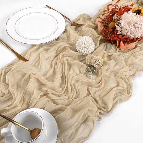 20 Pack Cheesecloth Table Runner - 17x108 Inch Beige Boho Gauze Cheese Cloth Table Runners for Baby Bridal Shower Decoration Wedding Party Summer Garden Farmhouse - Image 4