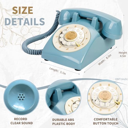 Audio Guest Book Wedding Phone,32GB Memory Customized Audio Messages, Volume Adjustable, with Message Replay Feature, Suitable for All Kinds of Party(Art Deco, Fresh-Blue) - Image 2