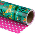 WRAPAHOLIC Jumbo Reversible Jungle Wrapping Paper - Jumbo Roll - 24 Inch x 65.6 Feet - Tigers in the Jungle Wild One Birthday Wrapping Paper for Kids Girls Birthday, Baby Shower by WRAPAHOLIC