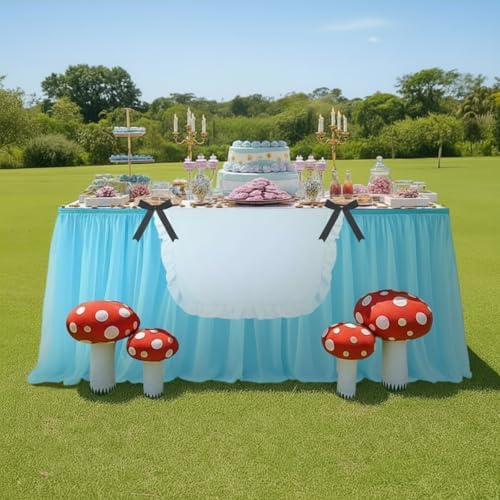 5 Pcs Wonderland Party Decor 30 x 108 in Tulle Table Skirt Set - Image 6