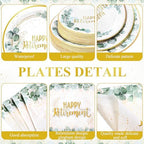 Potchen 452 Pcs Retirement Plates Napkins Party Supply, Green Gold - Image 2