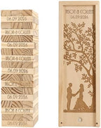 WE Games Personalized Guest Book Alternative, Wooden Memory Keepsake Box, 54 Blocks, Custom Engraved Couple with Tree - Engagement Party, Wedding Shower, Bachelorette Party by WEGames