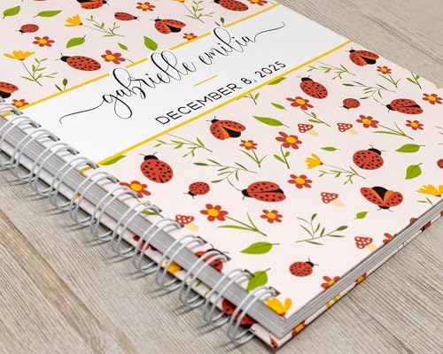 Personalized Baby Memory Book - Hardcover First Year Album Customized with Baby’s Name - Prompted Baby Journal (Ladybugs) - Image 2