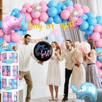 Elephant Gender Reveal Decorations, Baby Boy or Girl Gender Reveal Party Decorations, He or She What Will Baby Be Backdrop Balloon Banner Tablecloth Cake Cupcake Topper Box Sash Pink Blue - Image 6