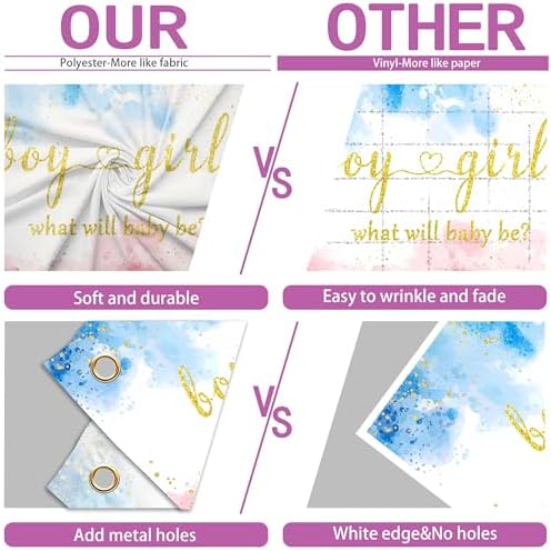 Gender Reveal Backdrops 10x10 FT Boy or Girl Backdrop Blue and Pink Gender Reveal Decorations Banners for New Born Baby Shower Kids Birthday Party Supplies Large Photo Props Background - Image 6