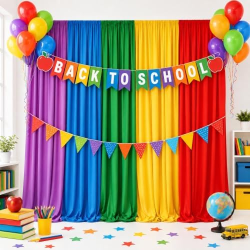 Rainbow Backdrop Curtain – 10x10ft Photography Background, Wrinkle-Free Polyester Fabric Colorful – Perfect Photo Backdrop for Birthday, Wedding, Baby Shower, Kids' Room Decoration by Gewonelife