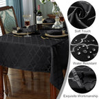 SASTYBALE Jacquard Tablecloth, Rectangle, 60" x 120", Black - Image 3
