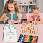 Winnie Baby Shower Decorations, Winnie Baby Shower Blocks Game Set, Fun Party Activity Set, 24 Acrylic Paint Pens with 50 Blank Wooden Blocks for Baby Shower Game and Table Decorations, Gender Reveal - Image 5
