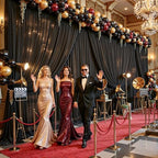 30ft×10ft Wrinkle Free Black Backdrop Curtain Drapes, 6 Panels 5ftx10ft Sheer Tulle Chiffon Backdrop Panels Curtains for Wedding Baby Shower Birthday Party Stage Photo Home Decorations - Image 3