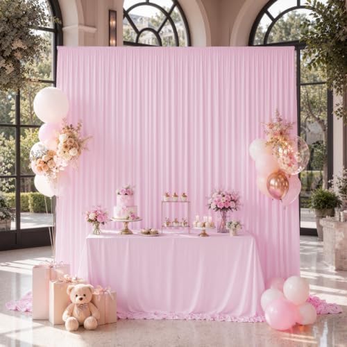 10×10ft Light Pink Curtains for Wedding Party Backdrop Decor-2 Panel 5×10ft - Image 6