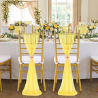 Yellow Chair Sashes for Wedding: 16 Pieces 8ft Long Sheer Draping Fabric – Party Dinner Banquet Event Chair Decorations - Image 4