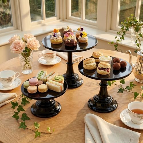 3 Pcs Metal Cake Stand Set 8/10/12 inch Black Dessert Table Display - Image 3