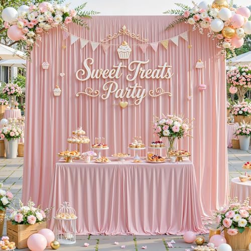 10x10ft Dusty Rose Backdrop Curtains for Wedding Parties Wrinkle Free Photo Backdrop Drapes for Photography Birthday Baby Shower Soft Fabric Party Backgournd for Photoshoot 5x10ft, 2 Panels - Image 7
