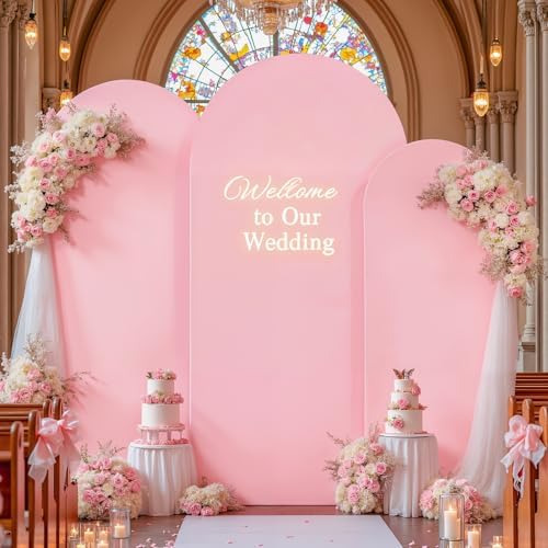 Pink and Blue Arch Backdrop Covers 6.6FT 7.2FT 8FT Gender Reveal Baby Shower Wedding Photo Bridal Shower Birthday Party Arch Covers Stretchy Backdrop Set of 3 Spandex - Image 2