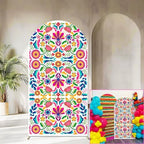 Sensfun Mexican Fiesta Arch Backdrop Cover Cinco De Mayo Birthday Baby Shower Decorations,2-Sided Colorful Mexican Otomi Flowers Backdrop Arch Covers for Mexico Talavera Wedding Party Decor 3.3x6.5ft by Sensfun