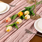 Dusty Pink Cheesecloth Table Runner Boho Wrinkled Gauze Table Runners - Image 5