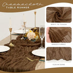 YMHPRIDE 12 Pack Cheesecloth Table Runner 35x120in Brown Table Runner - Image 4