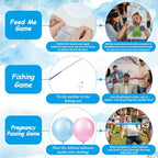 Cinrobiye 6 Set Baby Shower Games Kit Feed the Baby Shower Game with Pacifier Fishing Game, Balloon Baby Bump Limbo Challenge, Blindfold Team Party Activities for Gender Reveal Baby Shower - Image 3