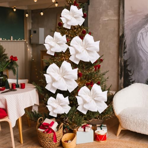 6 Pcs White Giant Paper Flower 28'' 24'' Large Tissue Paper Flower for Wall White Floral Decor Large Hanging Tissue Pom Poms for Wall Wedding Bridal Baby Shower Tea Party Nursery - Image 2