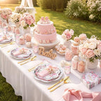 Newtay 250 Pcs a Sweet Little Girl Is on The Way Baby Shower Plates Napkins - Image 5