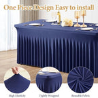 6 Packs Navy Blue Spandex Tableclothes for 6 Foot Rectangle Table, Spandex Table Covers 6FT Stretch Table Skirts Rectangle Wrinkle Free Fitted Tablecover for Event, Wedding, Banquet & Parties - Image 2