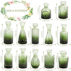 UPBUD Green Glass Bud Vases Set of 12, Mini Flower Vase for Centerpieces - Image 5