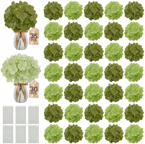 65PCS Hydrangea Artificial Flowers with Stronger Bendable Stems, Premium Silk Faux Hydrangea Flowers Bulk for DIY Wedding, Arches, Baby Showers & Event Decor(Green Mix) by ECCELSO