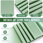 Tudomro 16 Pcs White and Sage Green Round Tablecloth and Satin Runner Set - Image 4