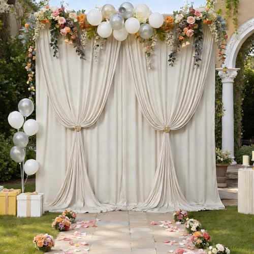 20ft x 12ft Wrinkle Free Beige Backdrop Curtains for Parties, Silky Photo Backdrop Drapes 12FT Long Back Drop Cloth for Wedding Birthday Photography Background Decor - Image 6