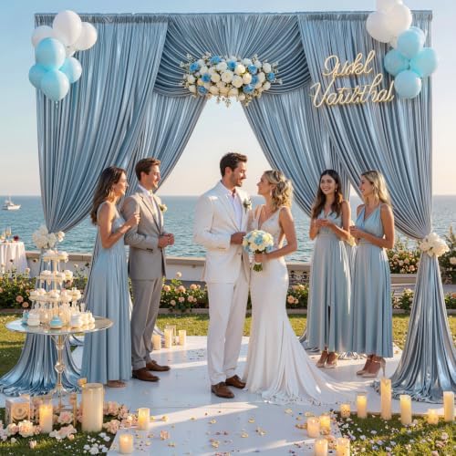 20x10FT Baby Blue Sequin Backdrop Curtain for Party - 4 Panels 5x10FT Wrinkle-Free Shimmer Drapes for Birthday, Wedding, Christmas, Decorations & Photography - Image 3