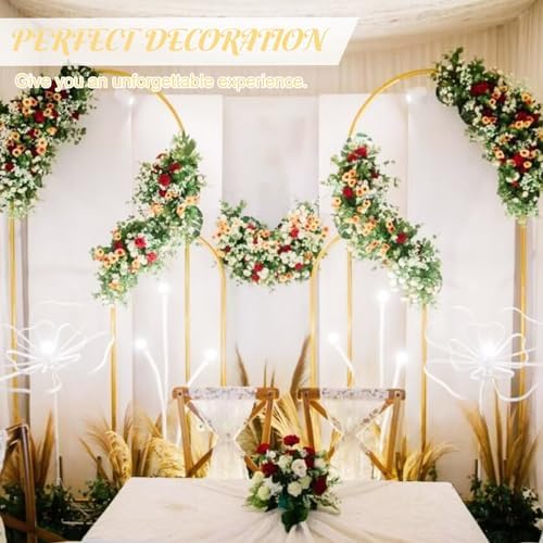 Metal Arch Stand and Cover Set,1 Beige Spandex Fitted Backdrop with 1 Gold Wedding Arched Stand Frame for Parties Birthday Baby Shower Bridal Banquet Decoration (7.2FT) - Image 7