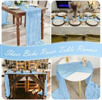15 Pack Baby Blue Cheesecloth Table Runner 17 x 108 inch Cheese Cloth Table Runners 9ft Blue Table Runner Rustic Romantic Sheer Gauze Runner for Wedding Party Baby Shower Table Decoration - Image 7