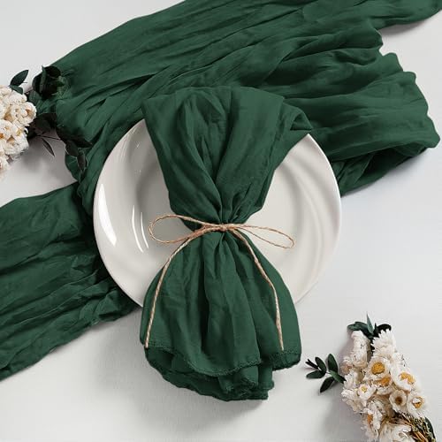 LZY 30 Pack Gauze Cheesecloth Napkins 20x20 Inch Dinner Cloth Napkins, Soft Boho Table Napkins Rustic Wrinkled Cheese Cloth Napkins Bulk for Wedding Party Baby Shower Event Decor (Emerald Green) by Lightupyourparty