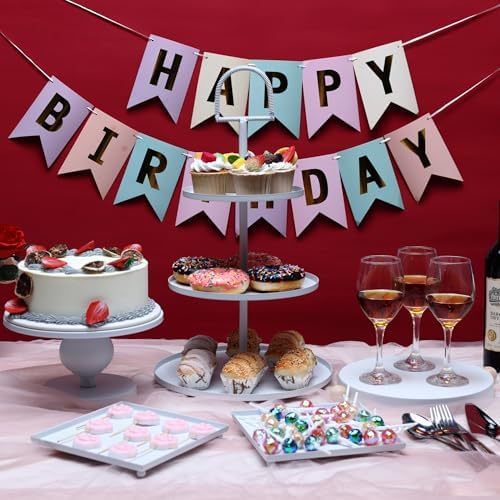 19 PCS White Cake Stand Set, Dessert Table Display Set with Wedding Cupcake Stand and Cake Stands for Party, Weddings Birthday Baby Showers Anniversary Party - Image 4