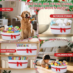 FoldTier 8 Pack Christmas Woven Gift Baskets with Handles,White - Image 5