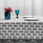 Ridhi Evergreen Grace Hand Block Print Cotton Tablecloth 108x60 Inch - Image 6