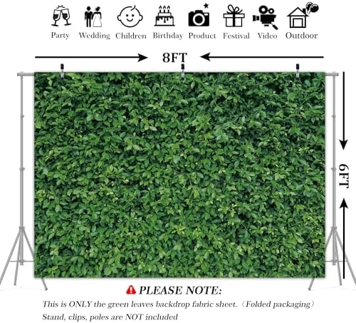 Green Leaves Backdrop - Nature Greenery Polyester Photography Background for Birthday Wedding Decor Soft Fabric Wall Banner | Baby Shower, Safari, Dinosaur Theme Photo Booth(8x6ft) - Image 3
